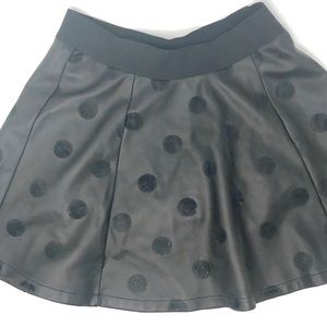Girls black leather high waist skirt
